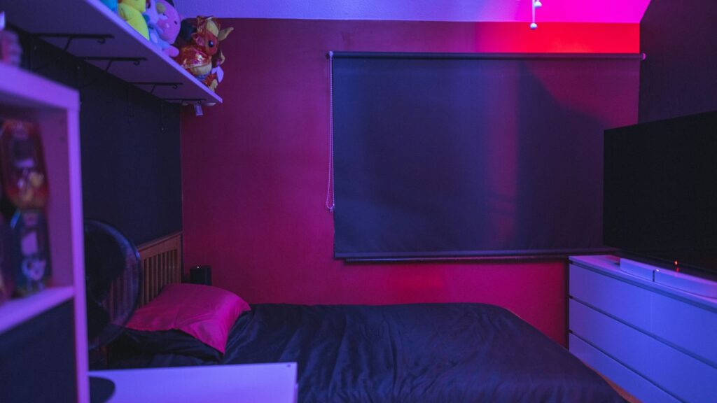 black flat screen tv turned off