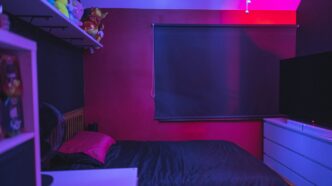 black flat screen tv turned off