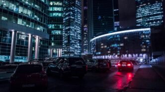 high rise building with lights during nighttime