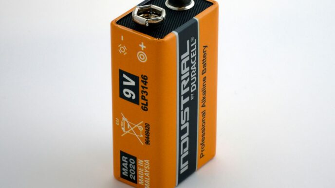 orange 9V Duracell battery