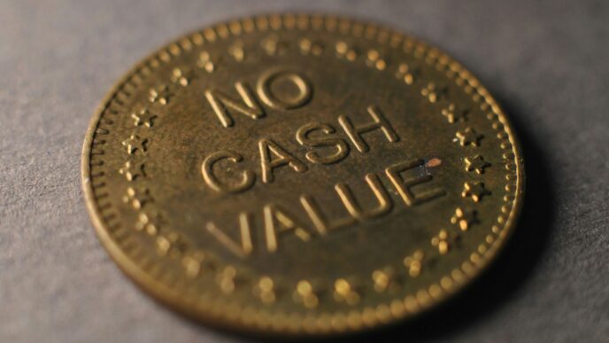 A close up of a coin on a table