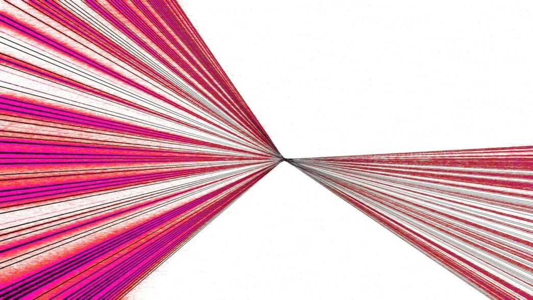 Pink and white lines radiating from a central point.