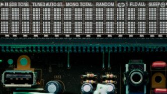 A digital display shows radio station and settings.