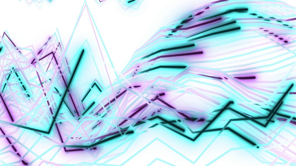 Abstract lines and shapes with neon glow