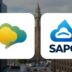 Salesforce and SAP logos with UK cityscape background.