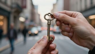 Hands holding a key, unlocking secrets.