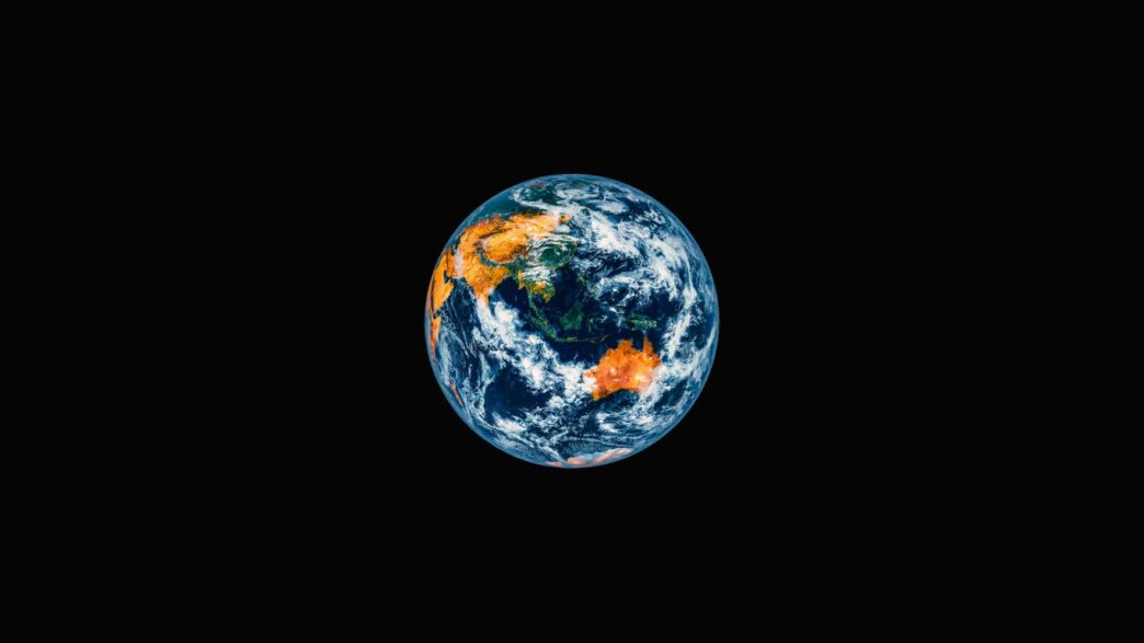 Planet earth viewed from space against black background