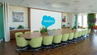 green and brown themed office meeting room