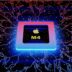 an apple m4 processor in a dark room