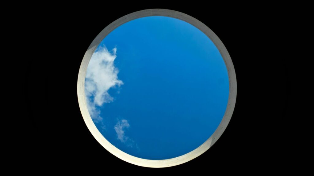 blue and white round illustration