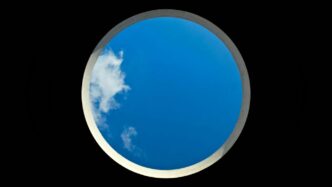 blue and white round illustration