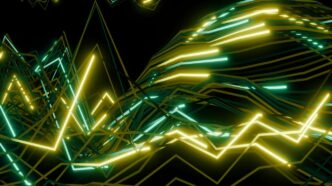 Abstract neon lines form a digital landscape