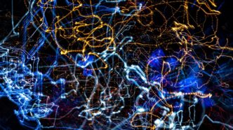 blue and red abstract painting