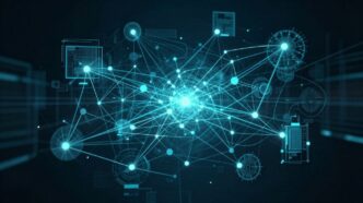 Interconnected digital components and data flows.