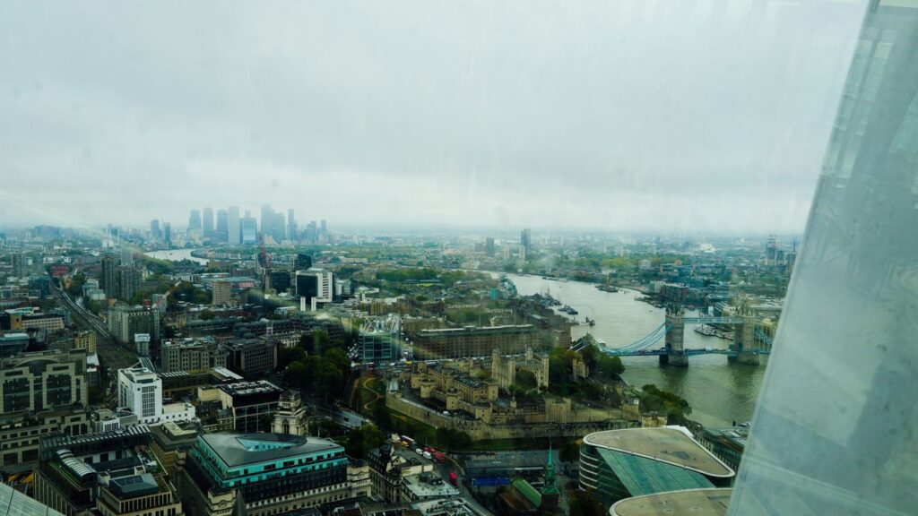 Panoramic view of london cityscape with tower bridge