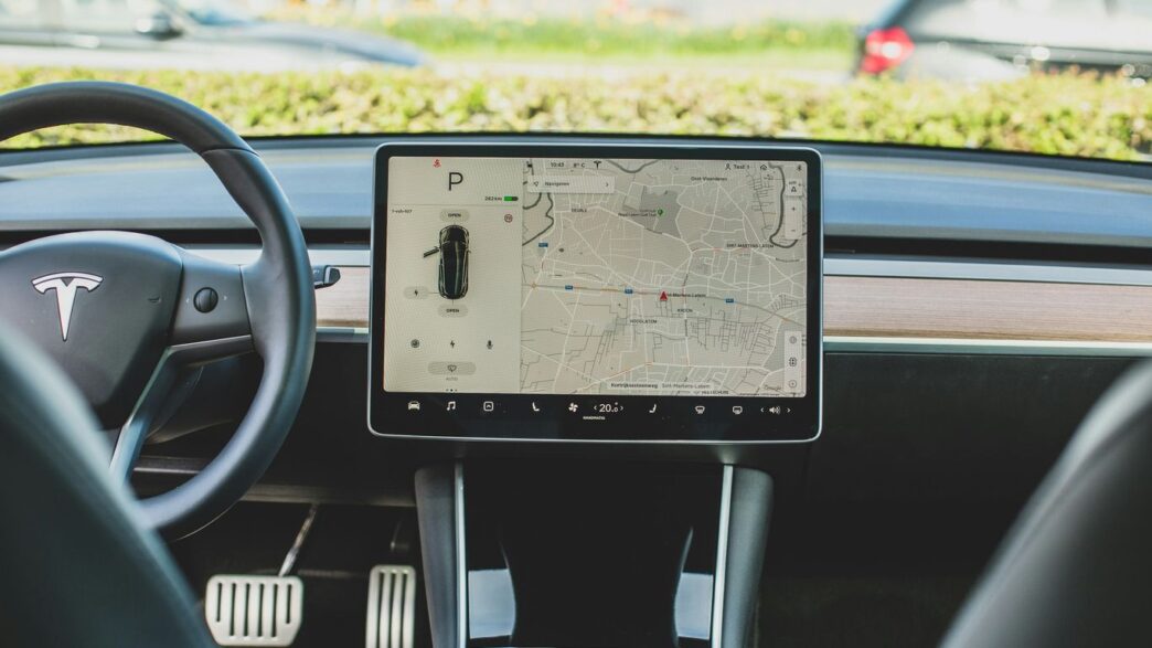 black Tesla car GPS navigator