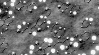 Abstract molecular structure with glowing nodes