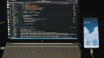 black and white hp laptop computer