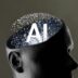 Artificial intelligence concept within a human head