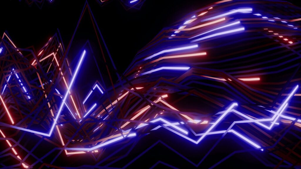 Abstract neon lines on a dark background