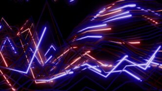 Abstract neon lines on a dark background