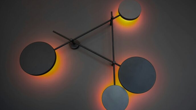 a clock with three circular lights on it