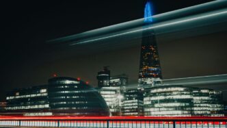 a long exposure picture of a city at night