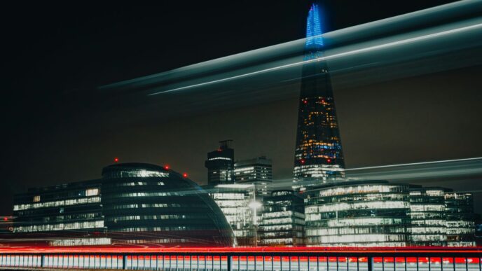 a long exposure picture of a city at night