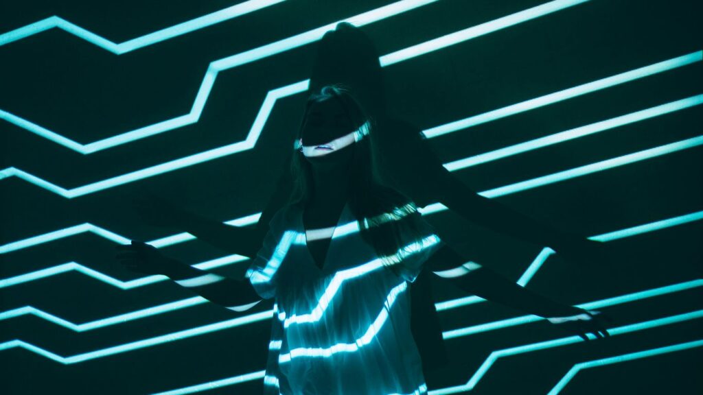 woman leaning on wall