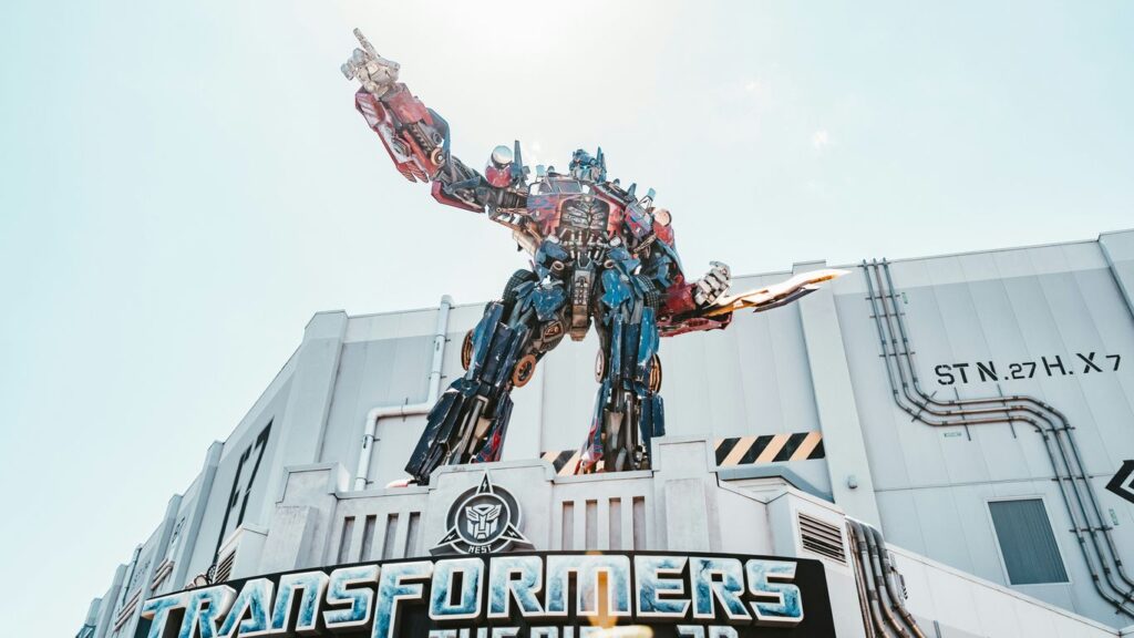 man in red and black suit statue