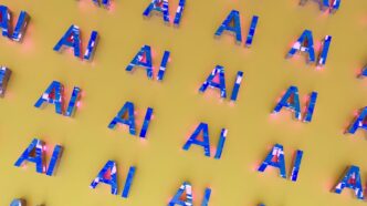 the letters are made up of different colors