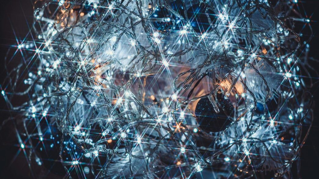 a computer generated image of a ball of lights