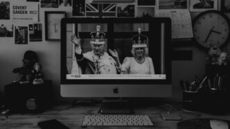 a desktop computer sitting on top of a wooden desk
