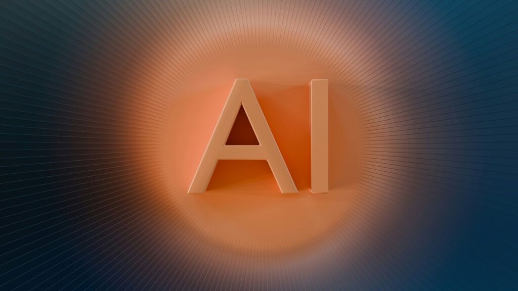 The letters ai glow with orange light.