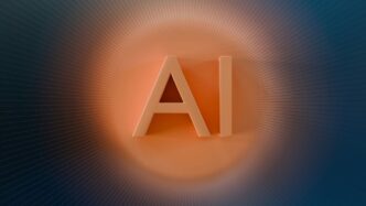 The letters ai glow with orange light.