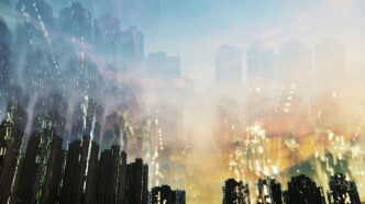 silhouette of city buildings during sunset