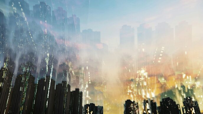 silhouette of city buildings during sunset