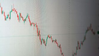 Stock market chart shows a downward trend.