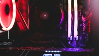 black and red audio mixer