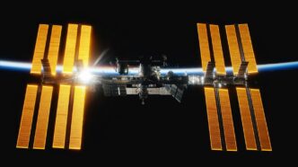 International Space Station orbits earth