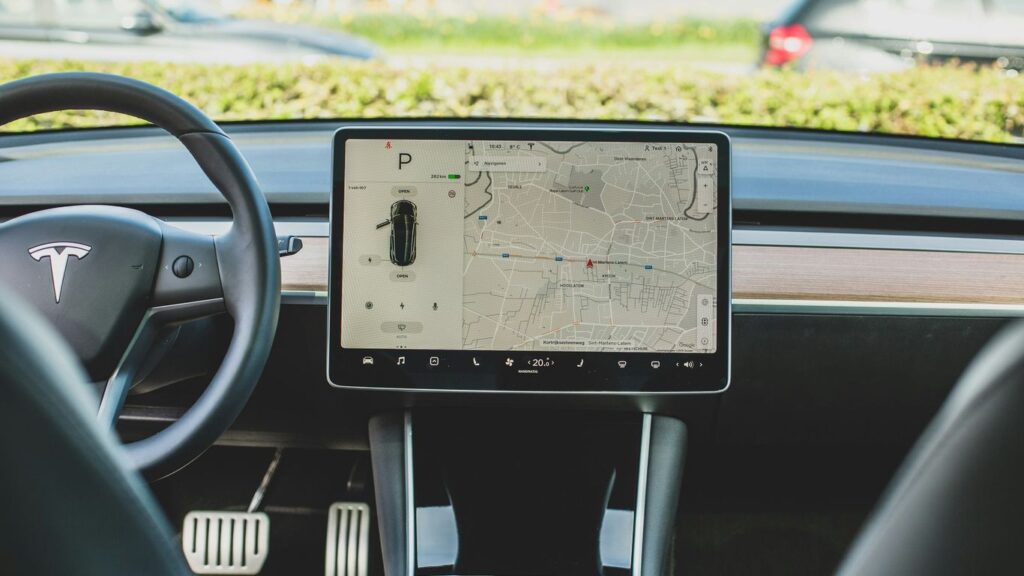 black Tesla car GPS navigator