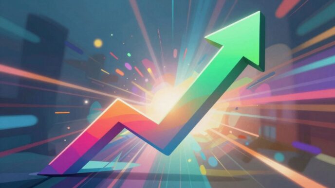 Upward arrow symbolizing sales growth and success.