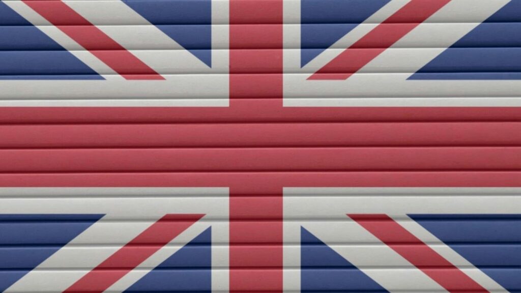 the british flag is painted on a garage door