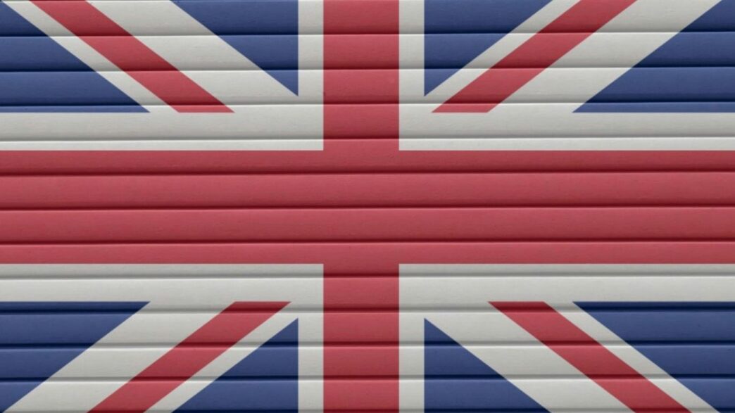 the british flag is painted on a garage door