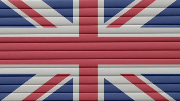 the british flag is painted on a garage door