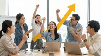 Business growth and sales increase illustration.