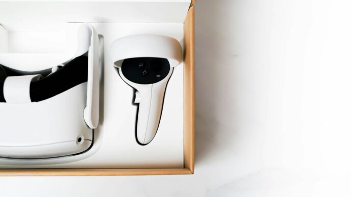 a white box with a white object in it