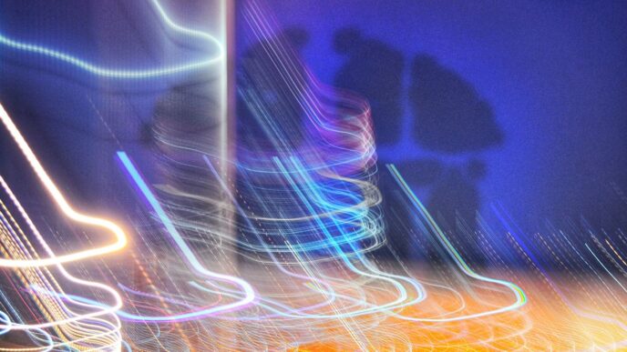 blue and white light streaks