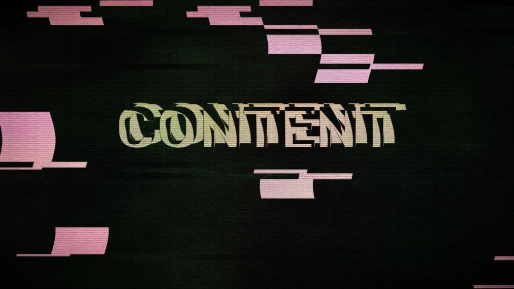 Distorted text that reads content on a dark background