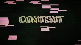 Distorted text that reads content on a dark background